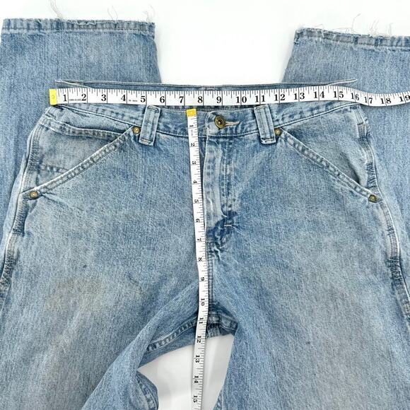 VTG Lee Dungarees Thrashed Distressed Carpenter Jeans Mens Size 32x30 Light Wash - Picture 11 of 12